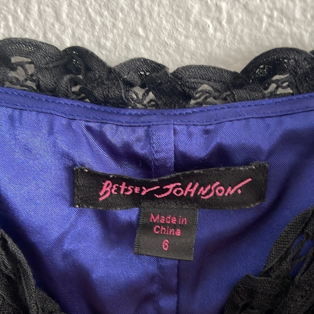 Betsey Johnson Lace Black|Royal Blue Midi Dress Size 6 - Picture 7 of 10